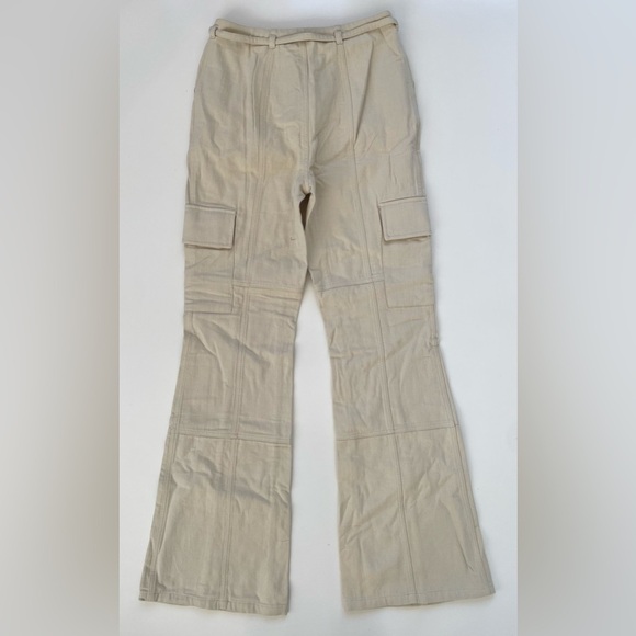 Lovers + Friends Women's Cream Beige Ollie Cargo Trouser Flare Leg Size XS, NWT - Picture 3 of 11
